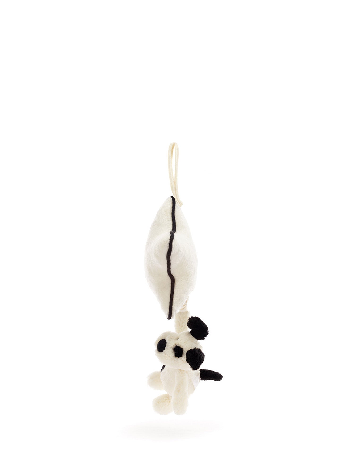 Bashful Black & Cream Puppy musical pull soft baby toy