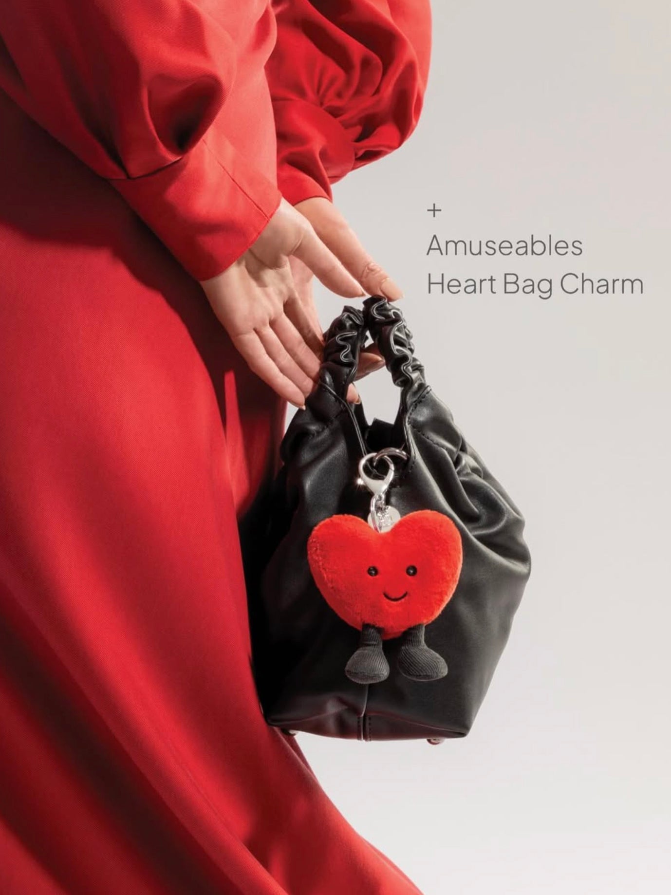 Amuseable Heart Bag Charm, red