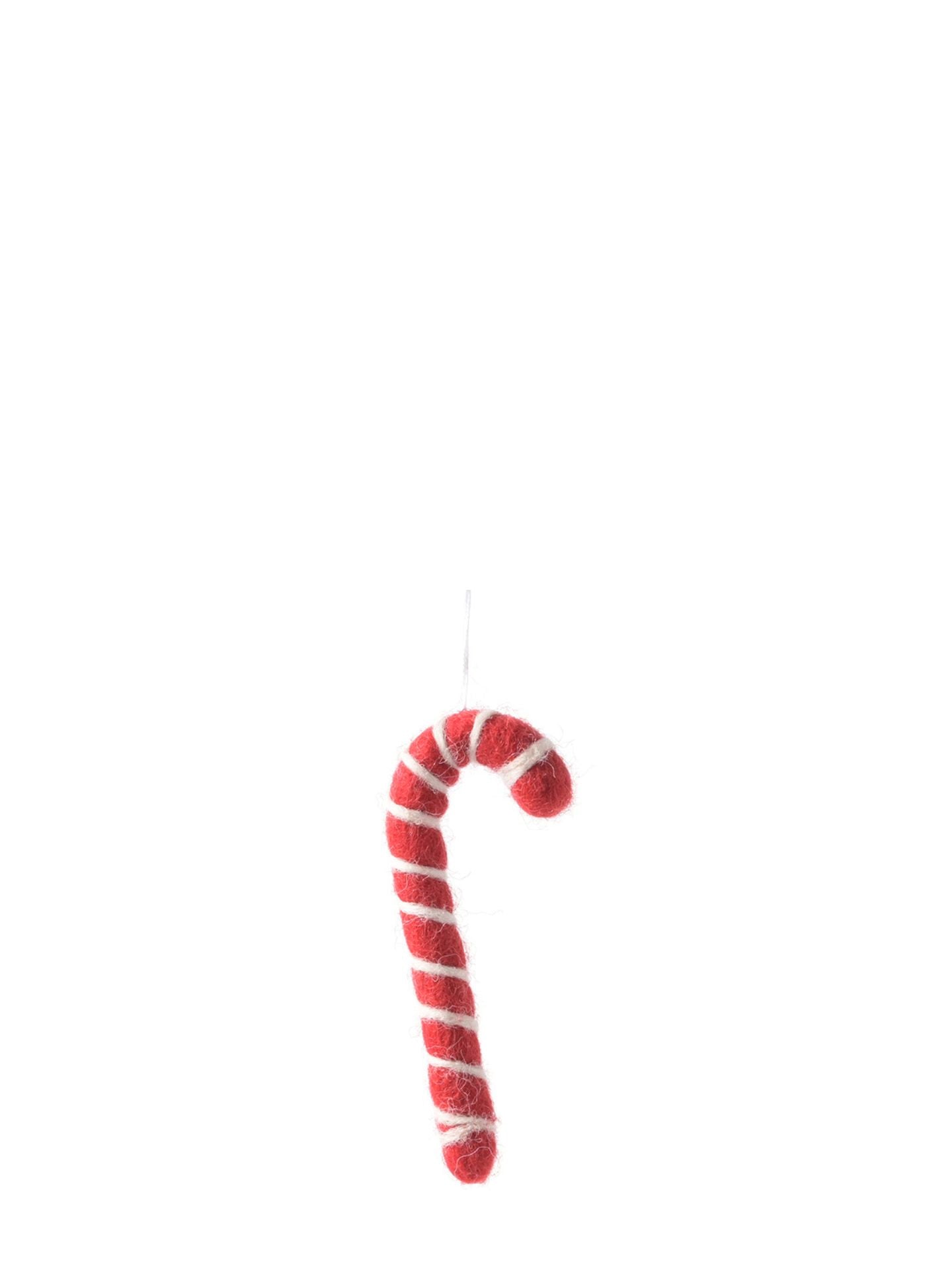 Candy-cane woollen hanging ornament