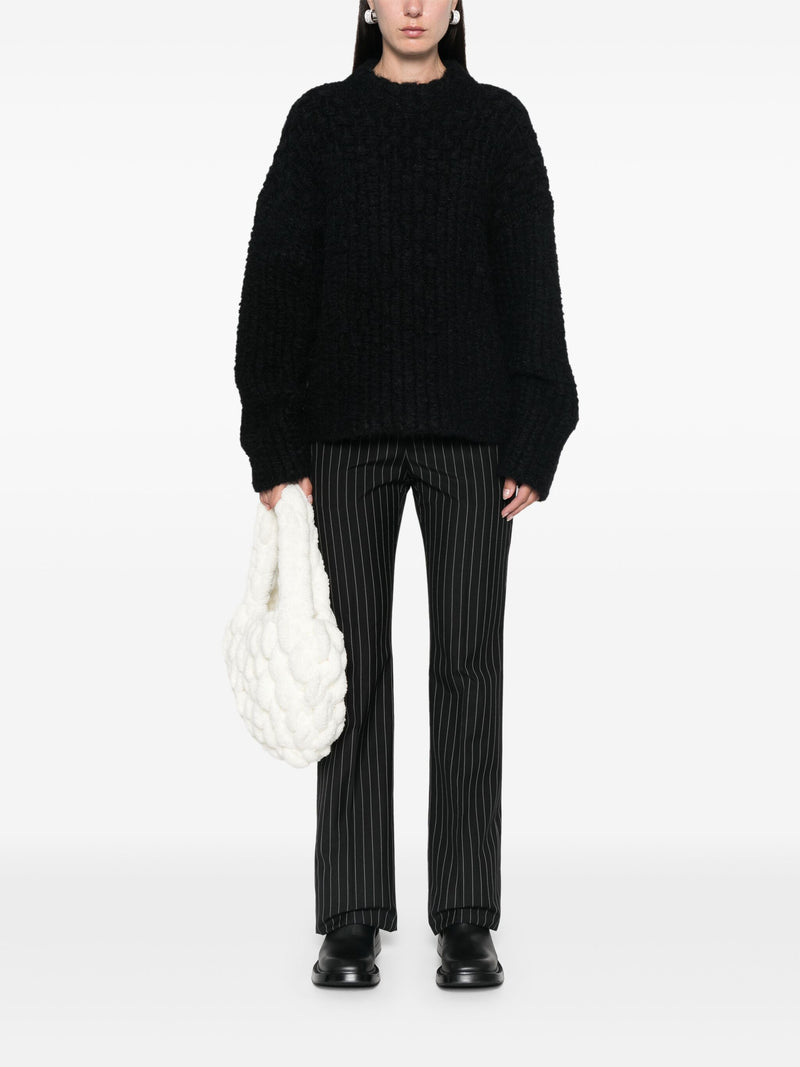 Mock-Neck knitted Sweater, black