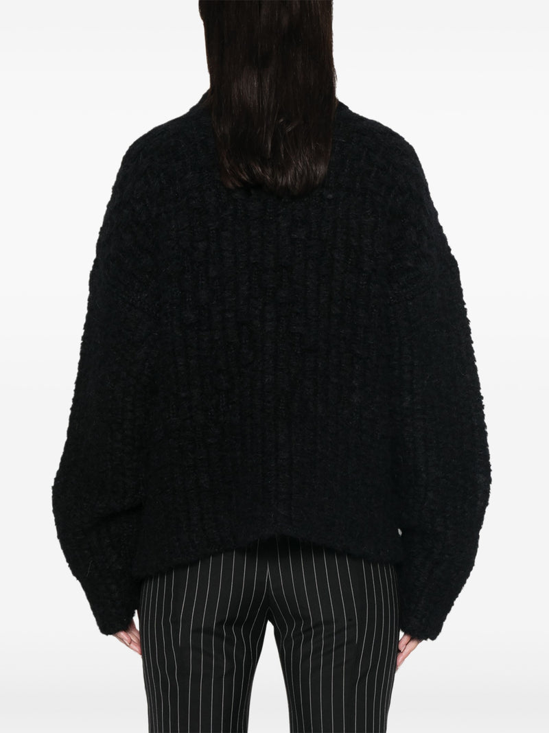 Mock-Neck knitted Sweater, black