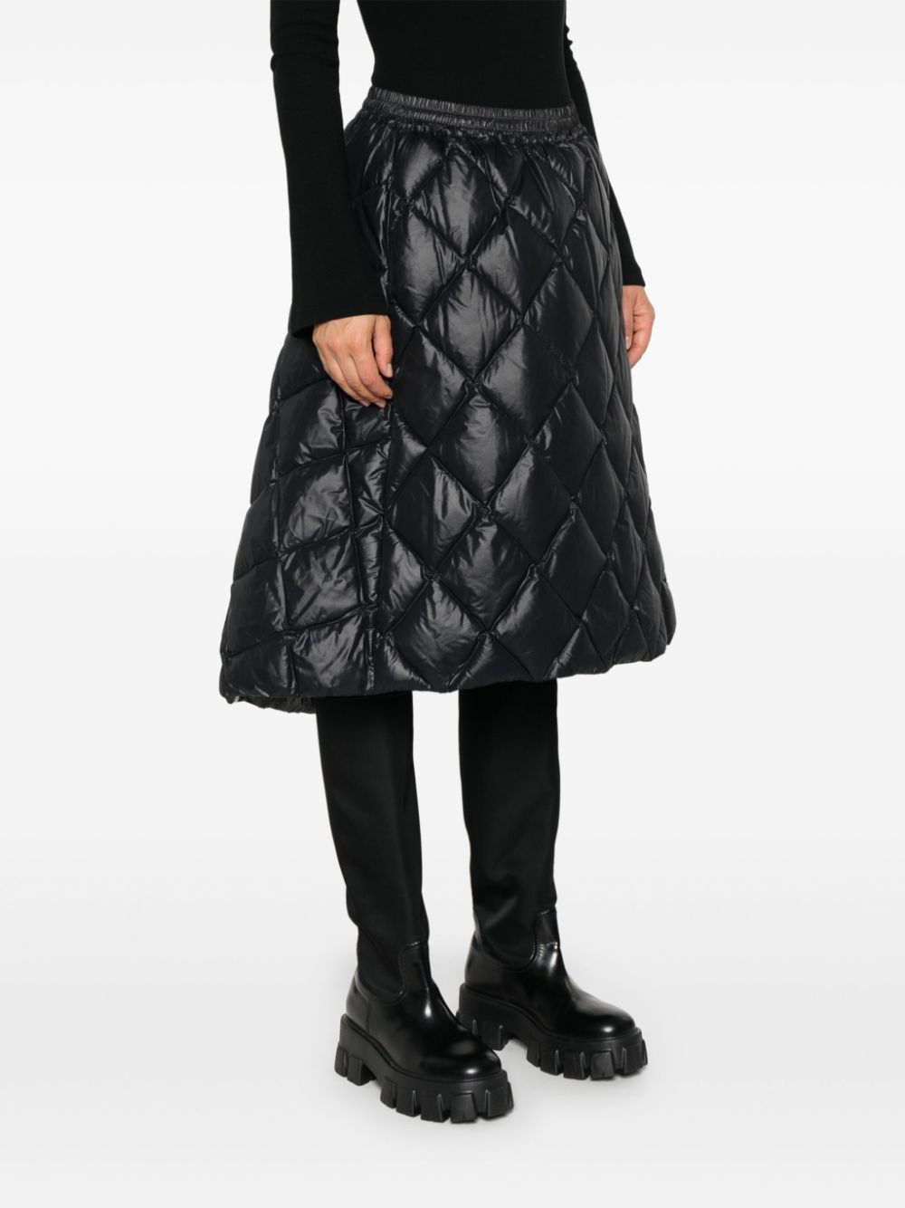 Quilted Down Skirt, black