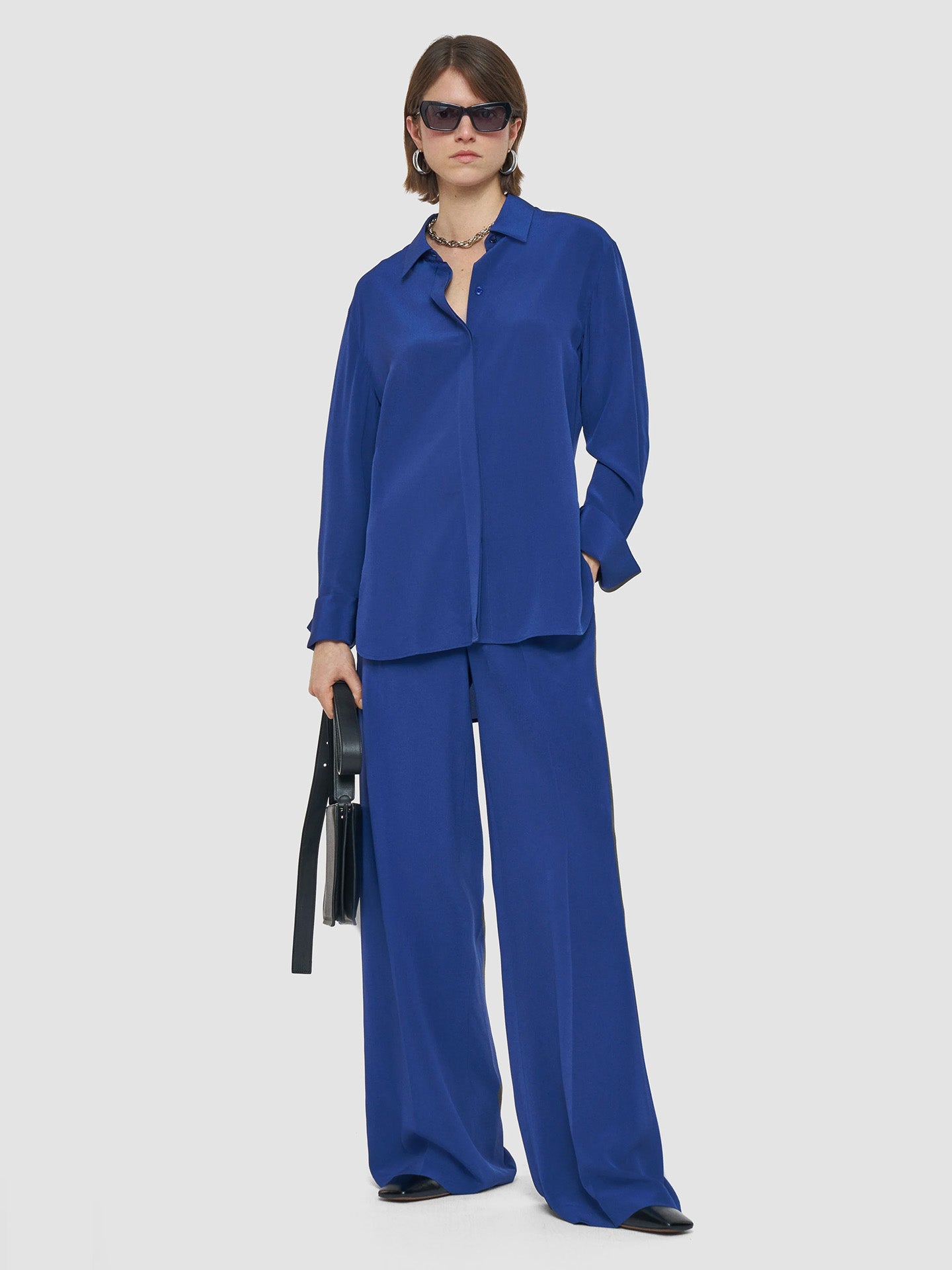 Bold Blouse Crepe De Soie, Cobalt Blue