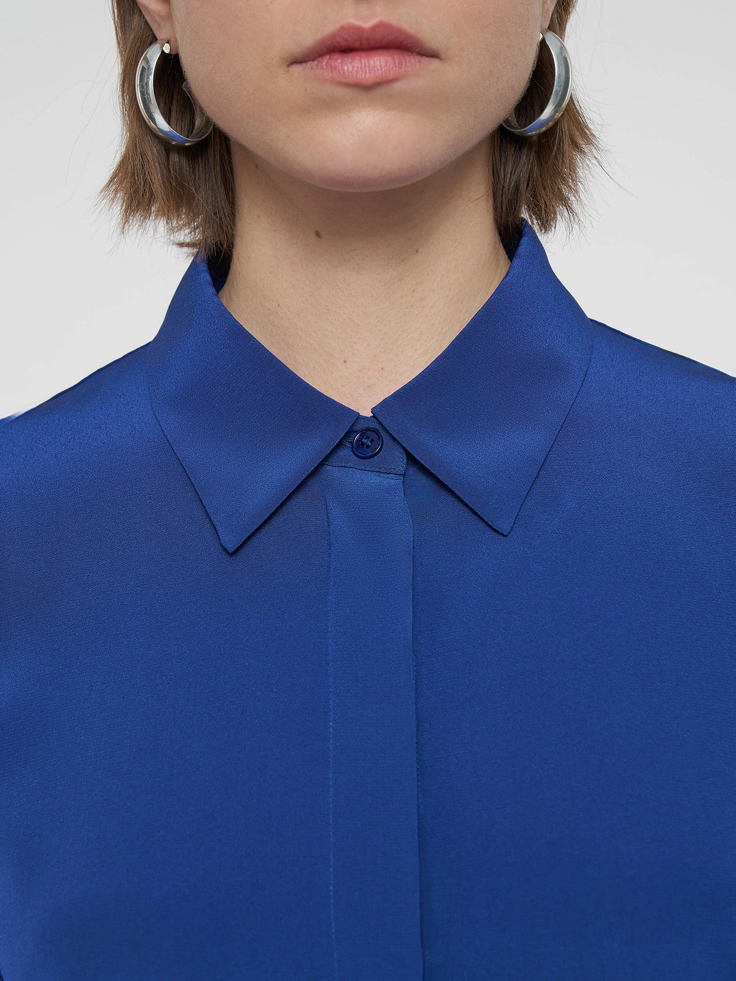 Bold Blouse Crepe De Soie, Cobalt Blue