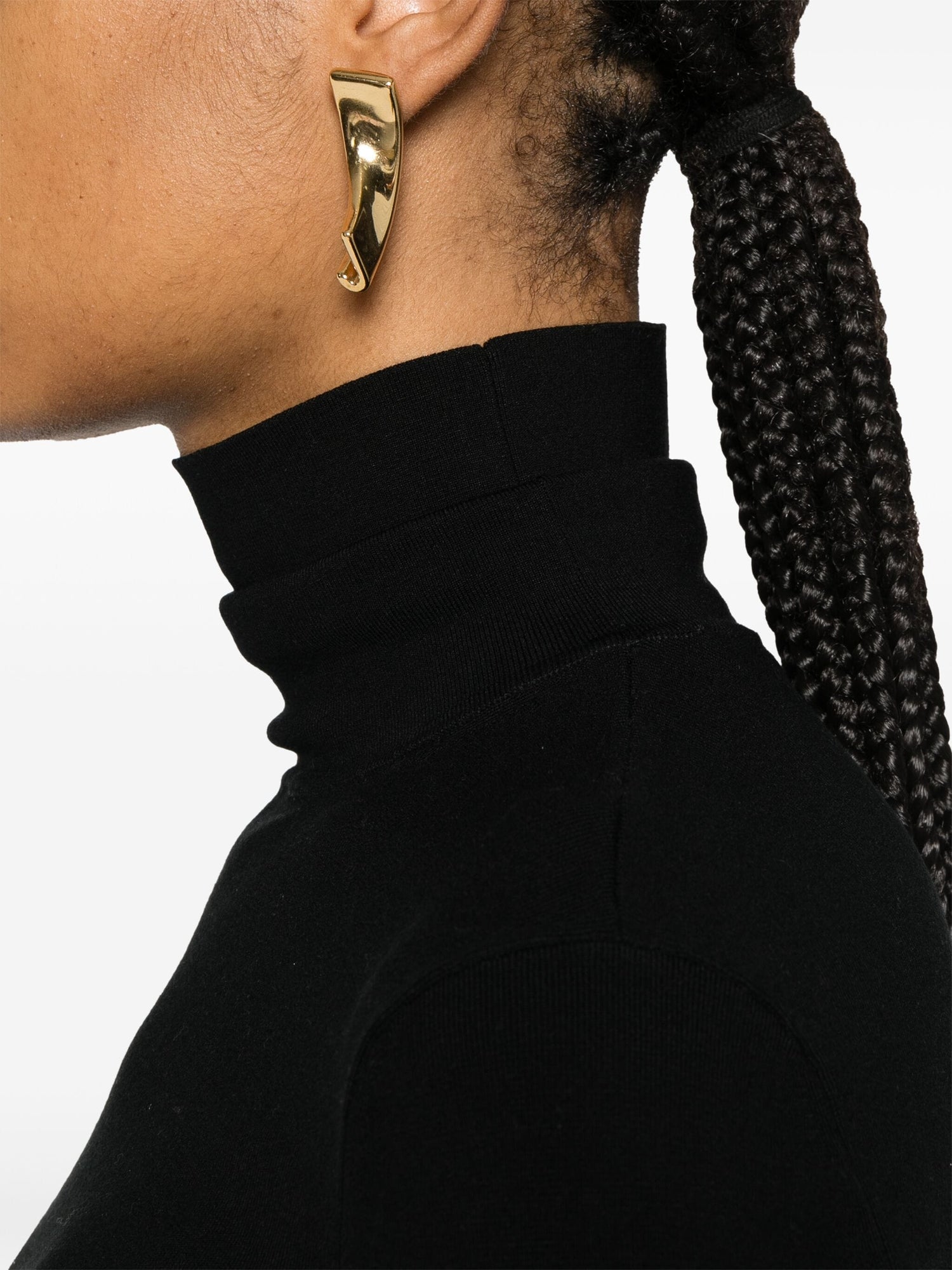 Silk Stretch Turtle Neck Jumper, black