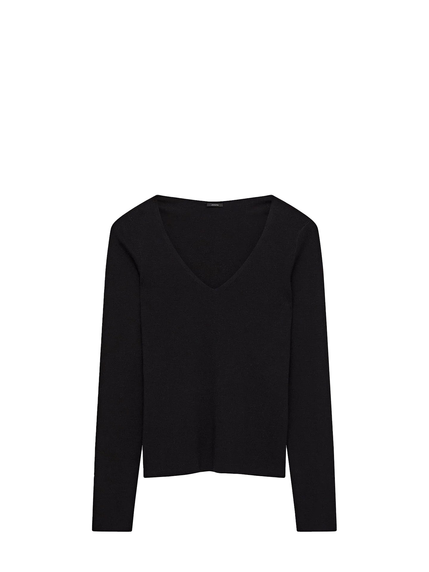 Silk Stretch V Neck Top, Black