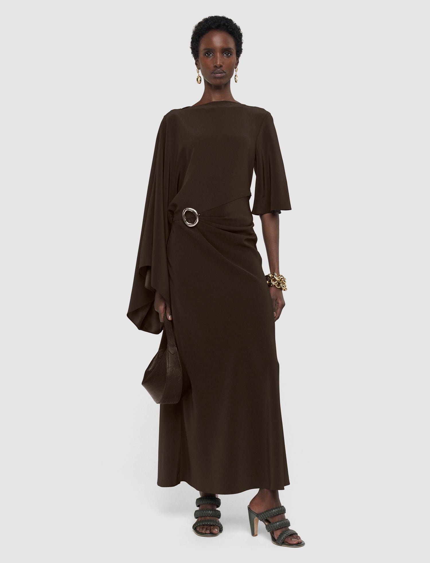 Joya dress satin twill, brown