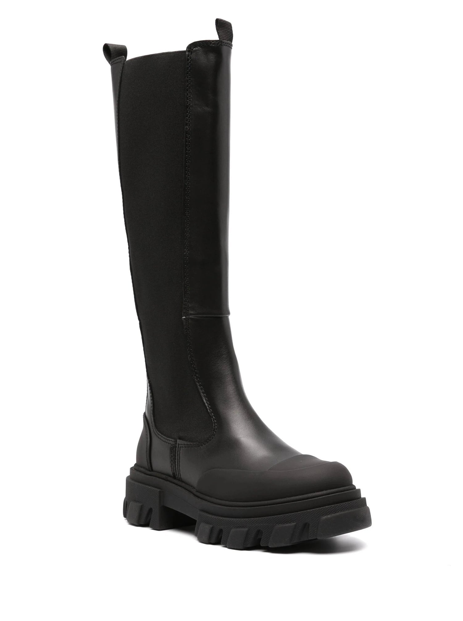 Cleated High Chelsea Boot Black Stitch, black