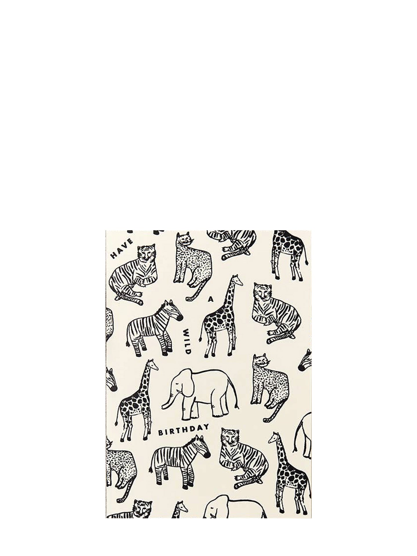 Wild animals b&w wild birthday card