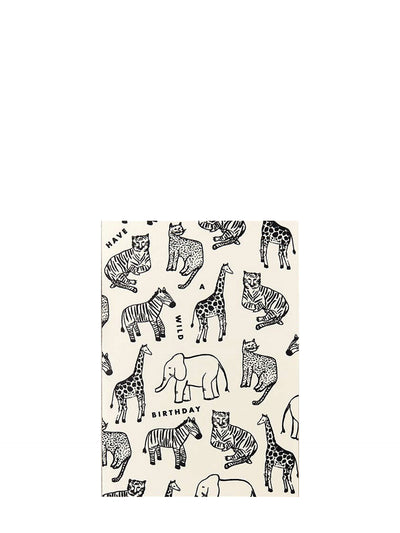Wild animals b&w wild birthday card