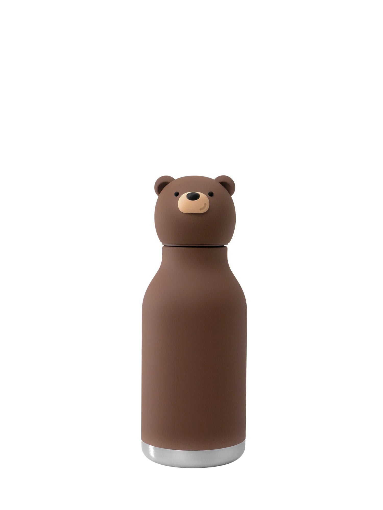 Brown bear-shaped bottle on a white background