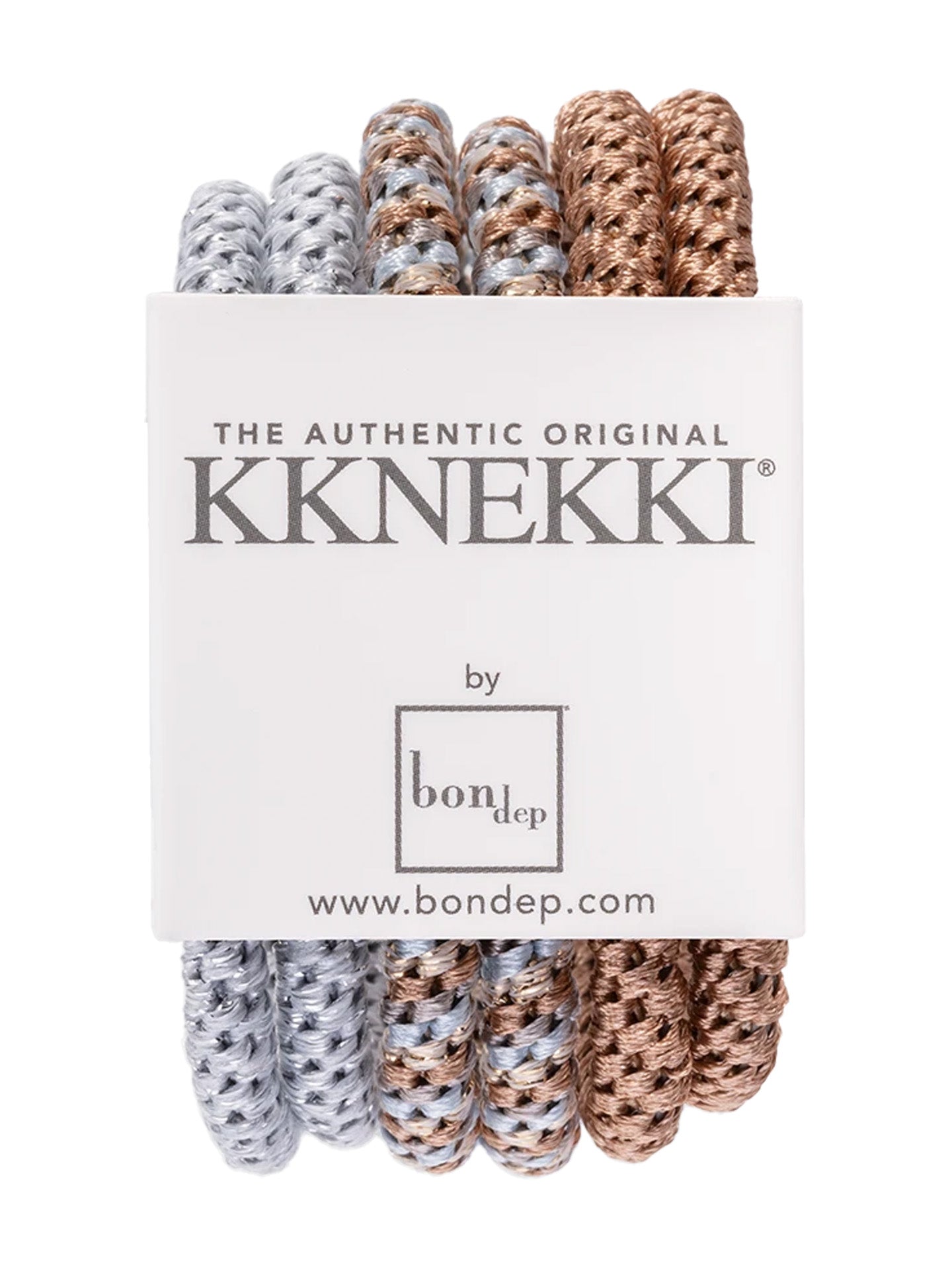 Kknekki Slim bundle 8 set of 6 hair ties, grey, brown, grey-brown mix