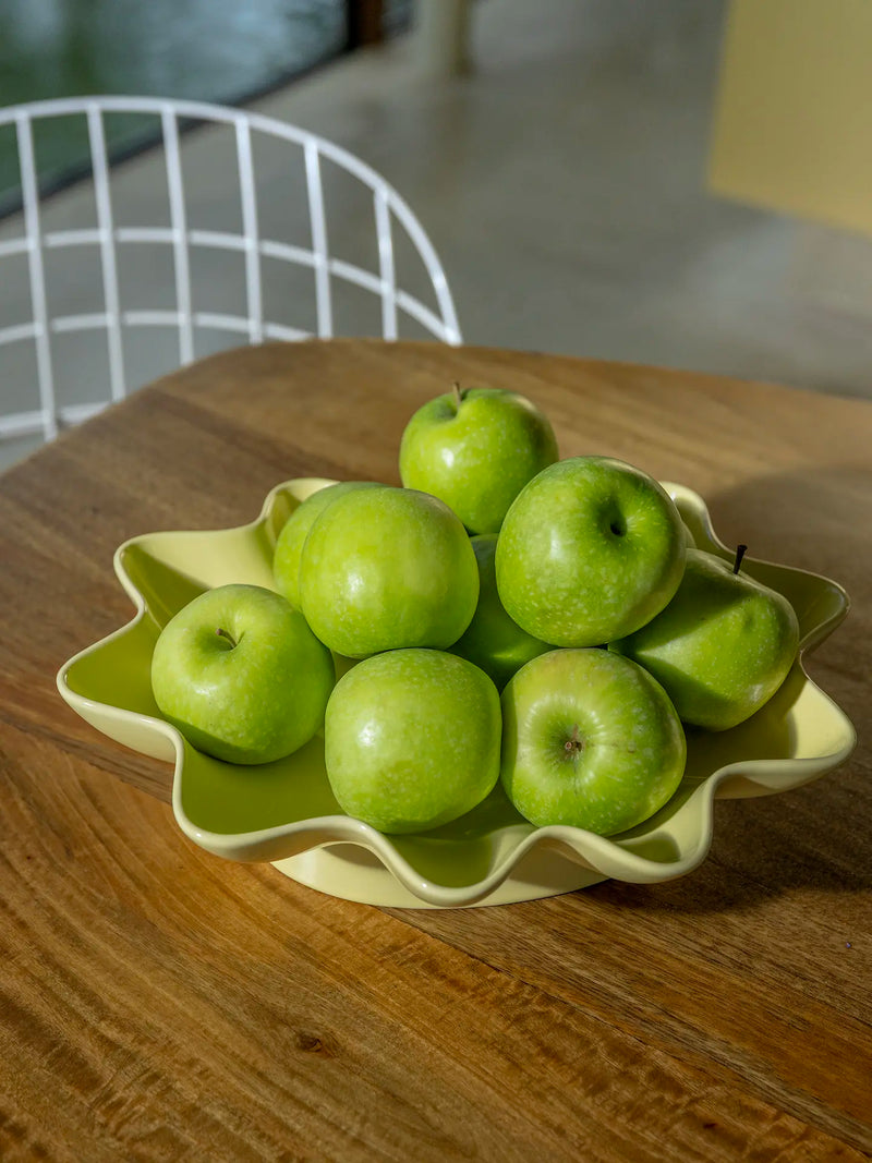 Oval Sun ceramic bowl, butter yellow