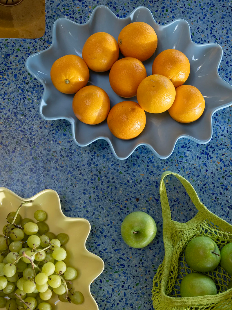 Oval Sun ceramic bowl, ice blue