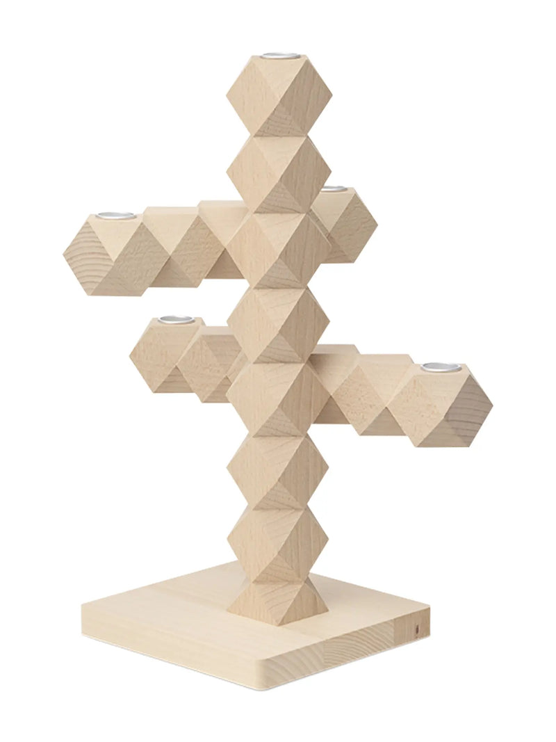 Clean cut 5-arm beech wood candelabra by Bertjan Pot