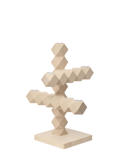 Clean cut 5-arm beech wood candelabra by Bertjan Pot