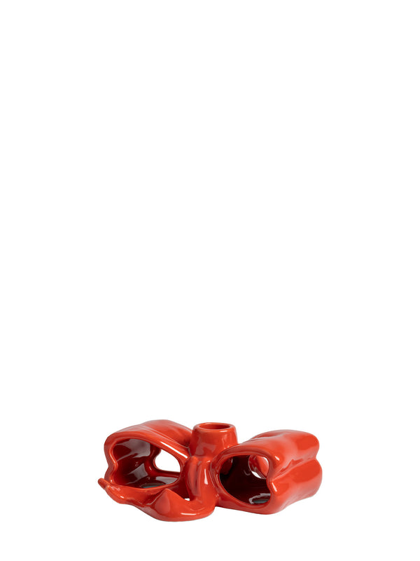 Ribbon candle holder, red