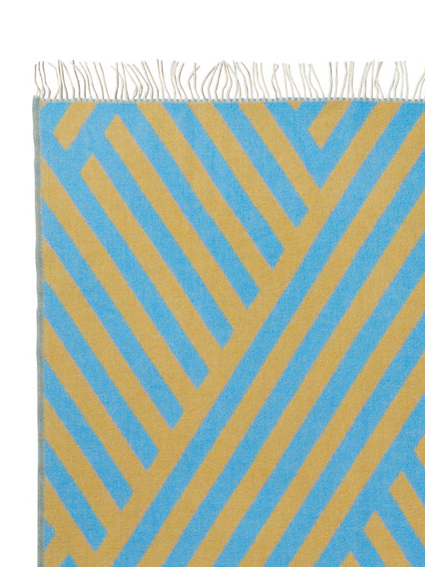Tangent blue/butter yellow woven blanket, 100% lambswool