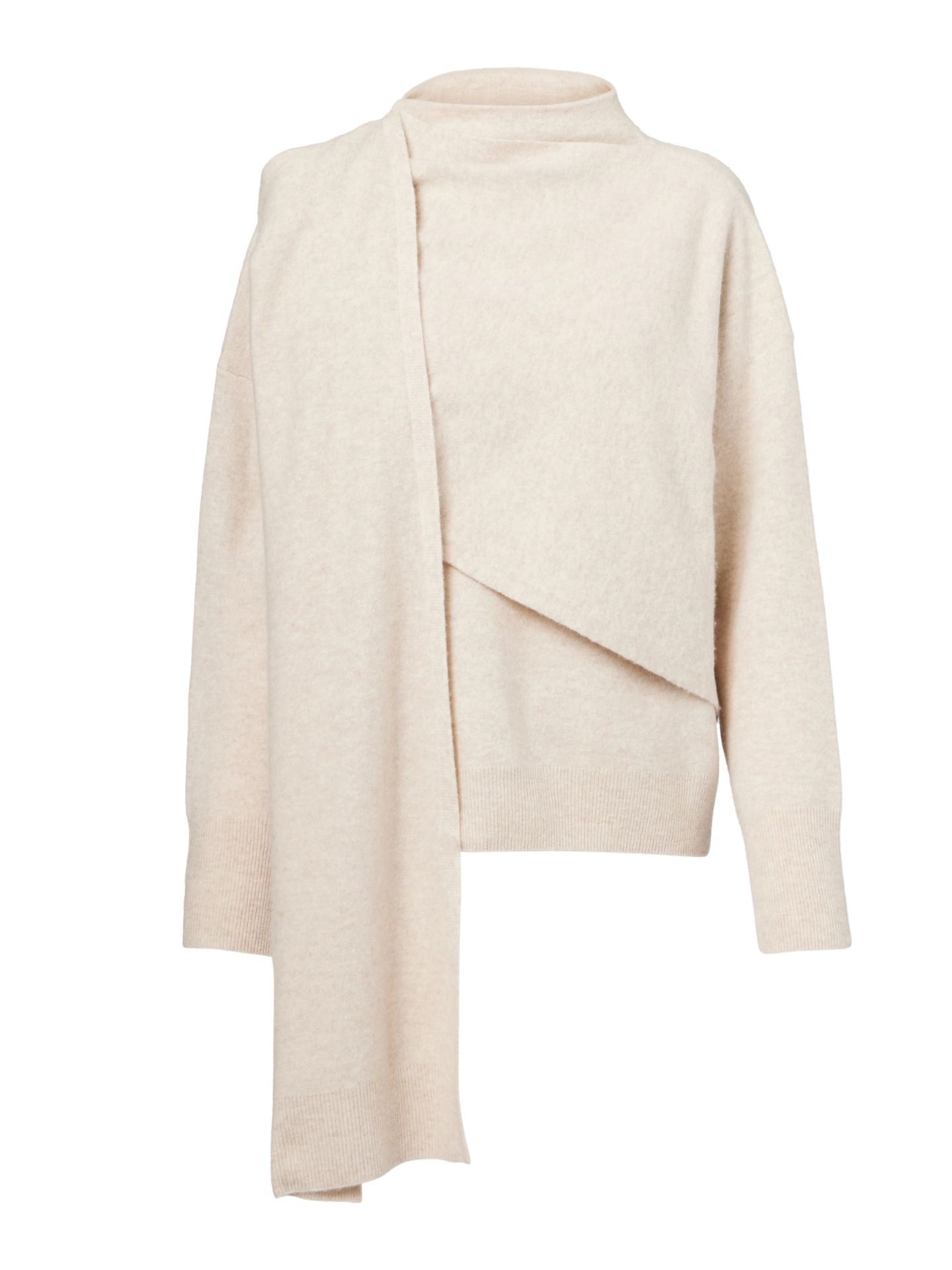 Draped Crew Neck Sweater, Cream