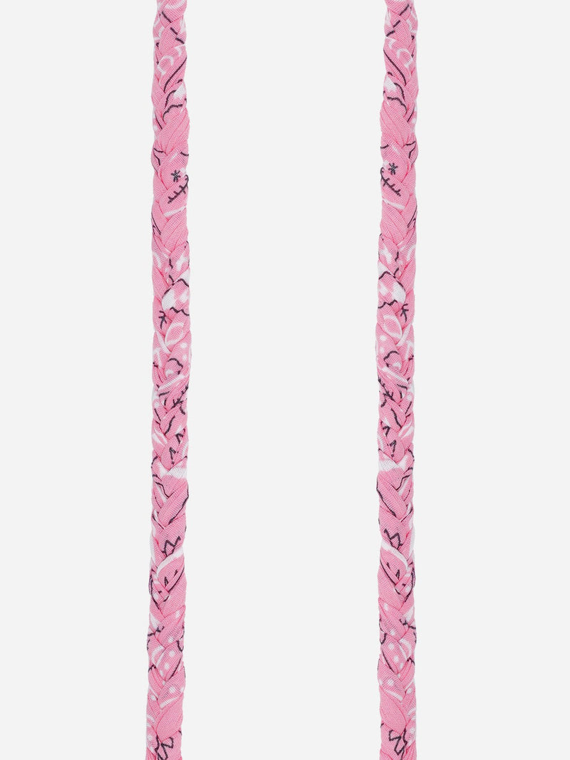 Della crossbody phone strap, braided pink bandana print