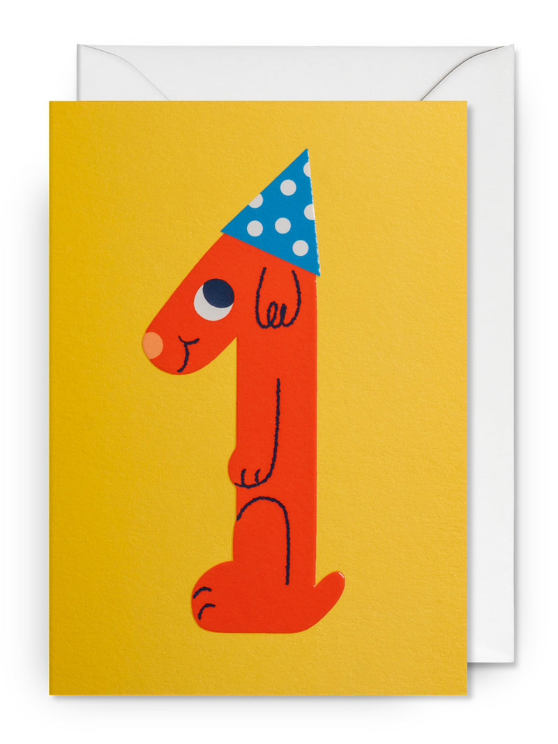 Party dog 1st birthday card