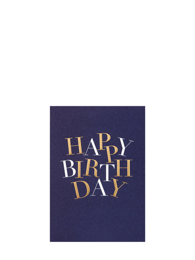 Navy & gold foiled dancing letters, birthday card