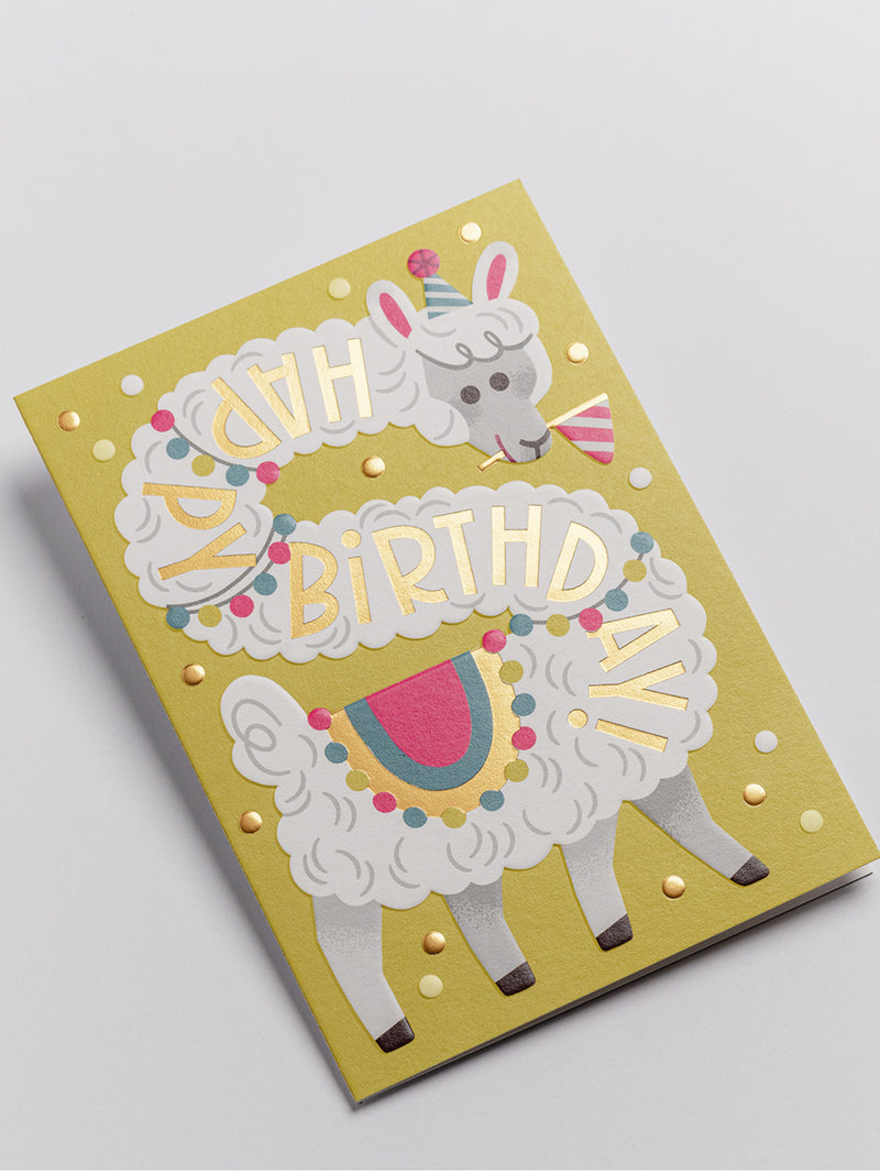 Llama in Party Hat birthday card