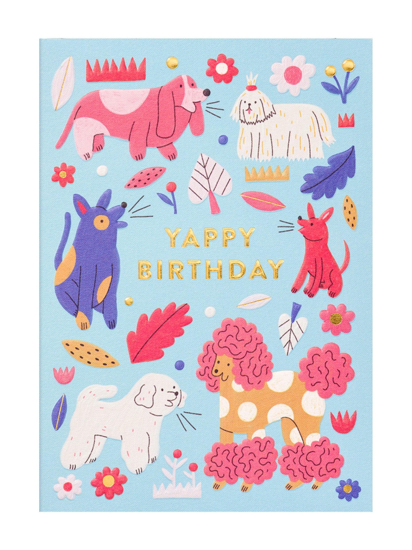 Yappy party pups illustrated birthday card