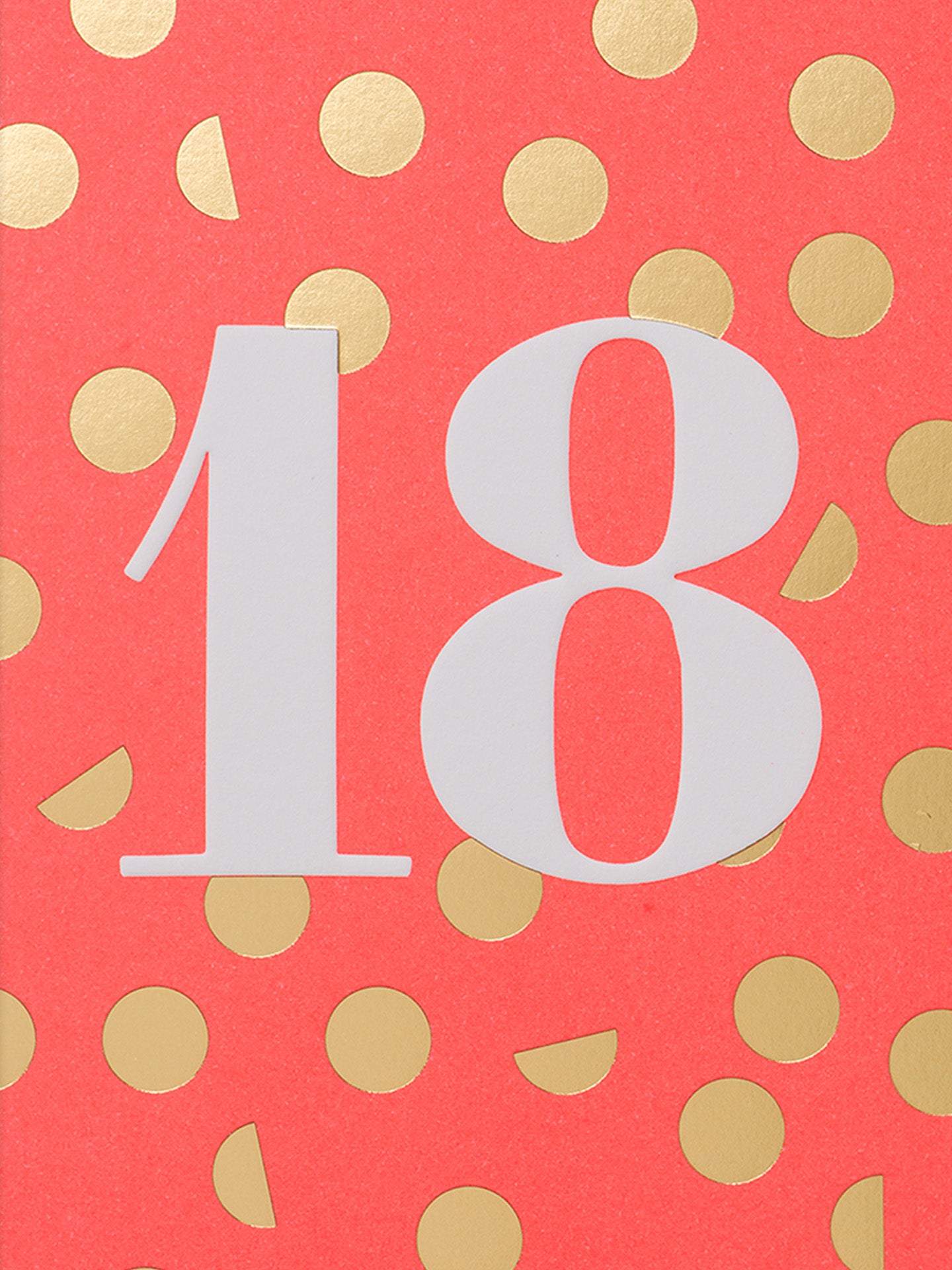 18th confetti in gold and orange milestone birthday card