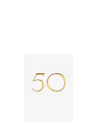 White & Gold Milestone 50th Birthday Card