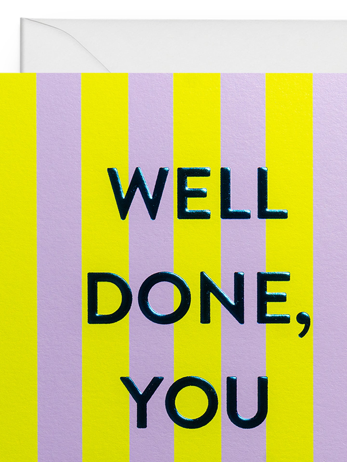 Well done you passed! striped yellow-lilac graduation card