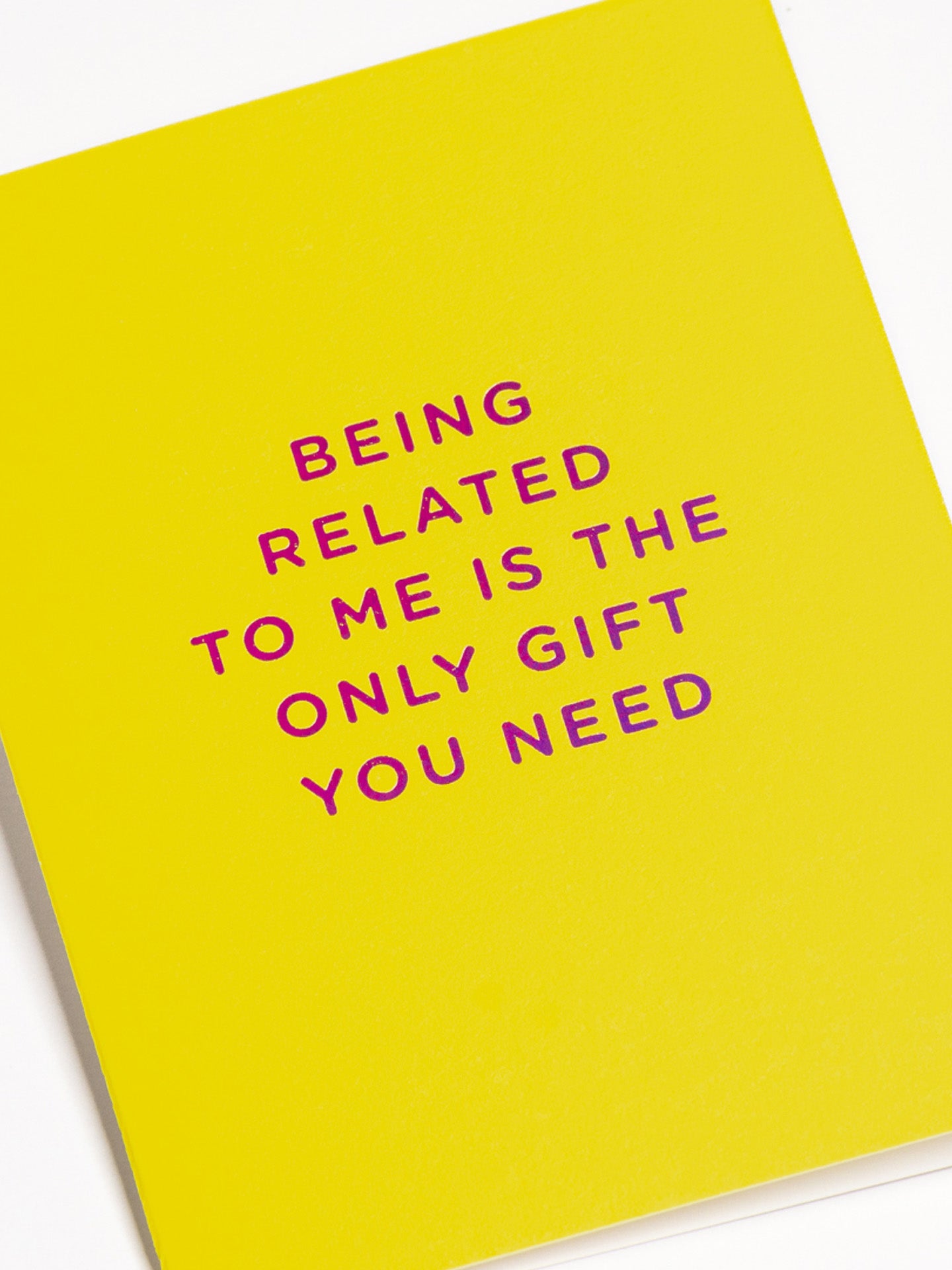 Being related gift yellow mini birthday card