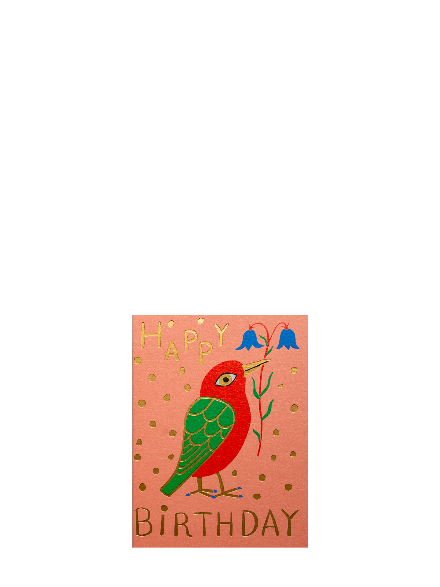 Bluebell & bird illustrated mini birthday card