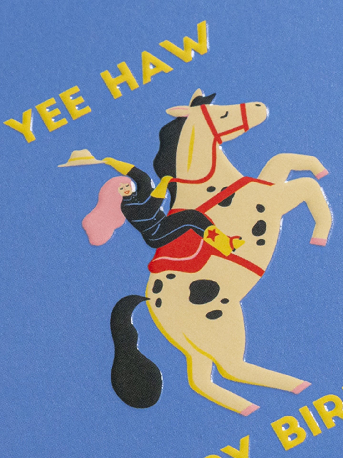 Yeehaw cowgirl illustrated birthday mini card by Naomi Wilkinson