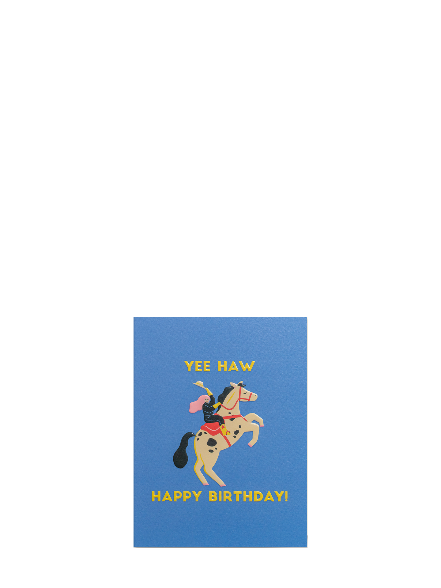 Yeehaw cowgirl illustrated birthday mini card by Naomi Wilkinson