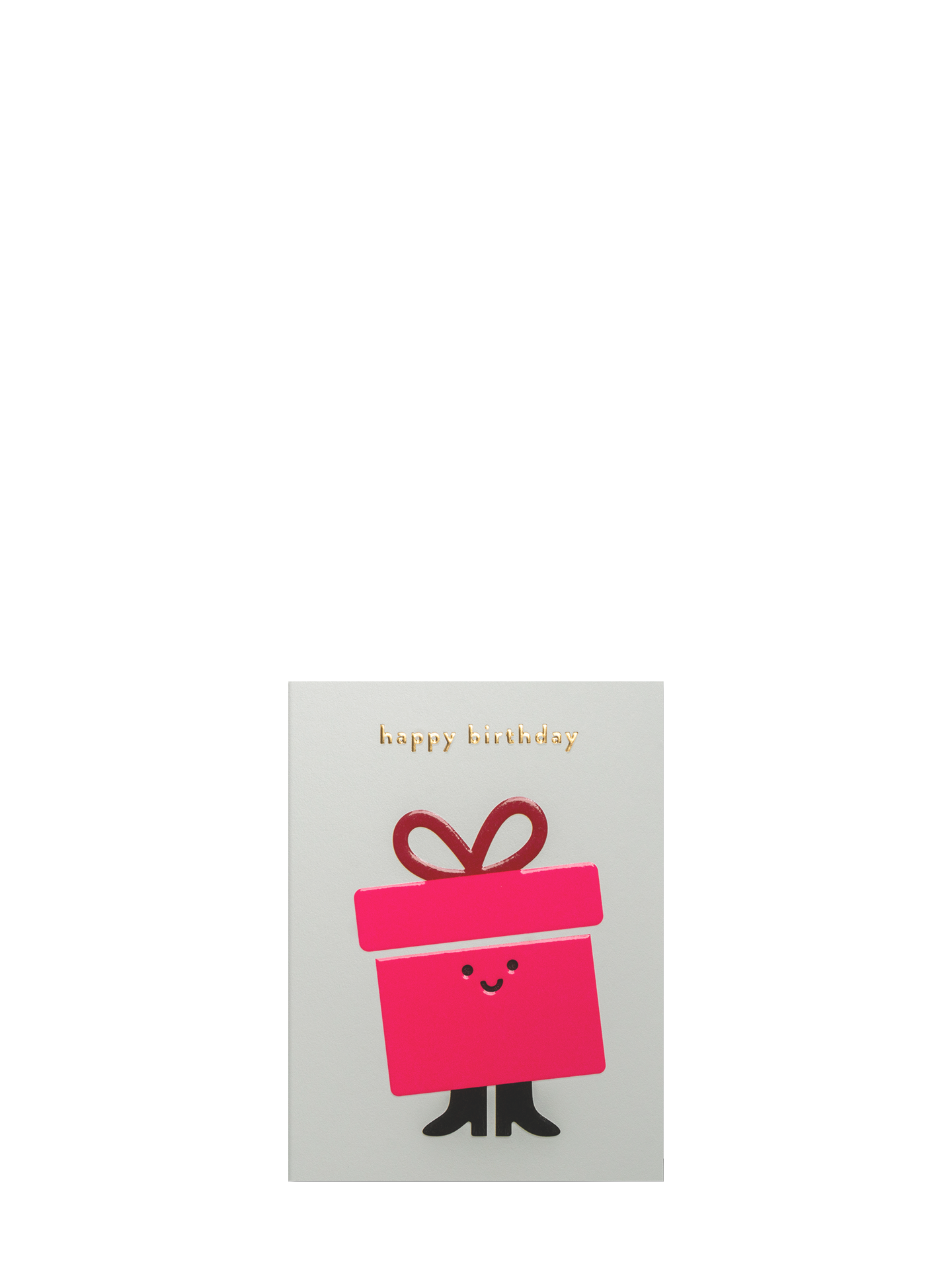 Neon gift box on grey illustrated mini birthday card