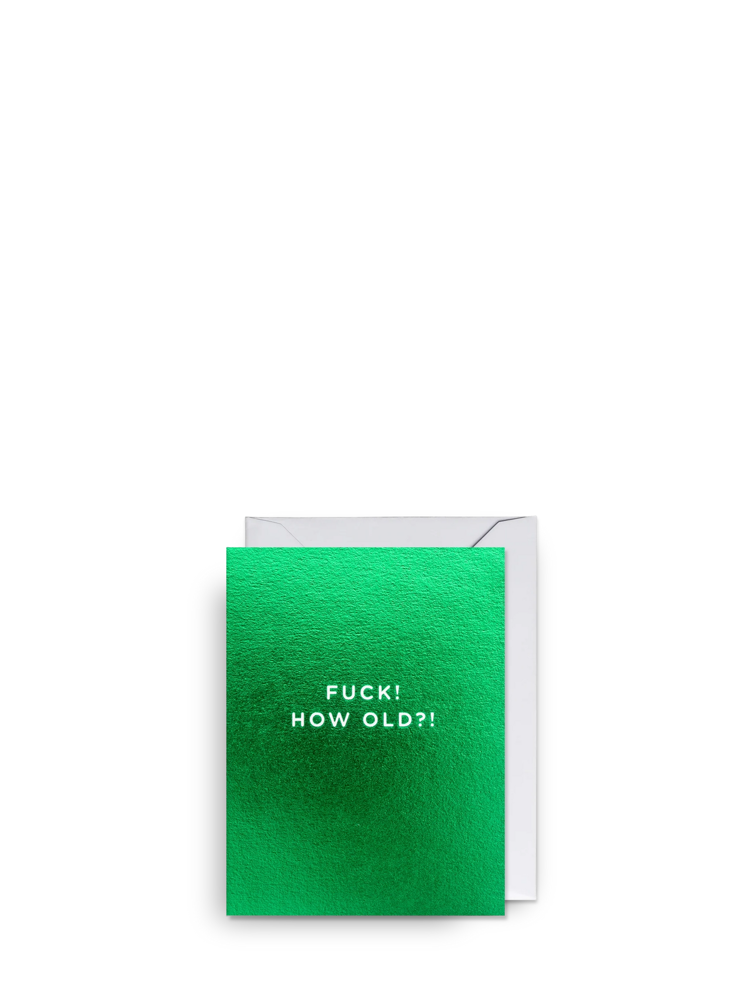 Green greeting card with text on a white background