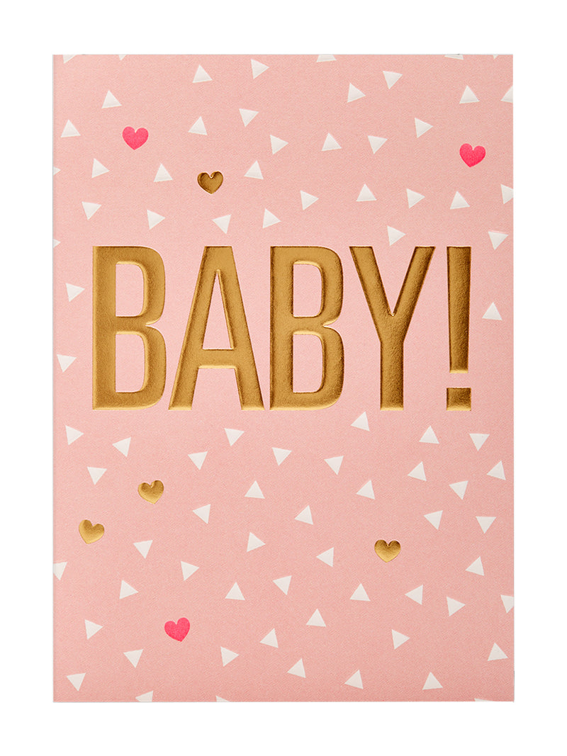 Baby! pink confetti new baby card