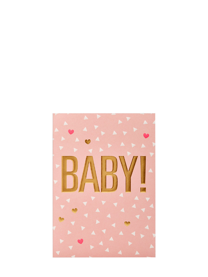Baby! pink confetti new baby card