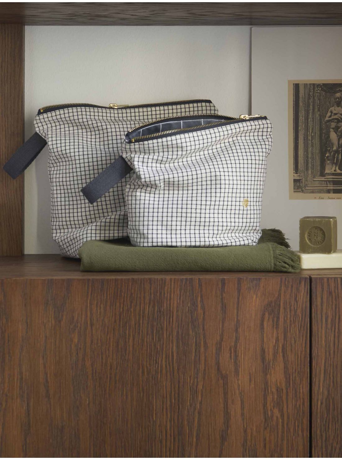 Small Gustave toiletry bag, grid print