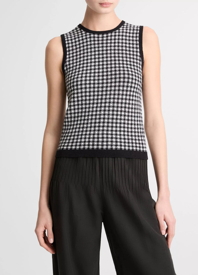 Gingham tank, black/white