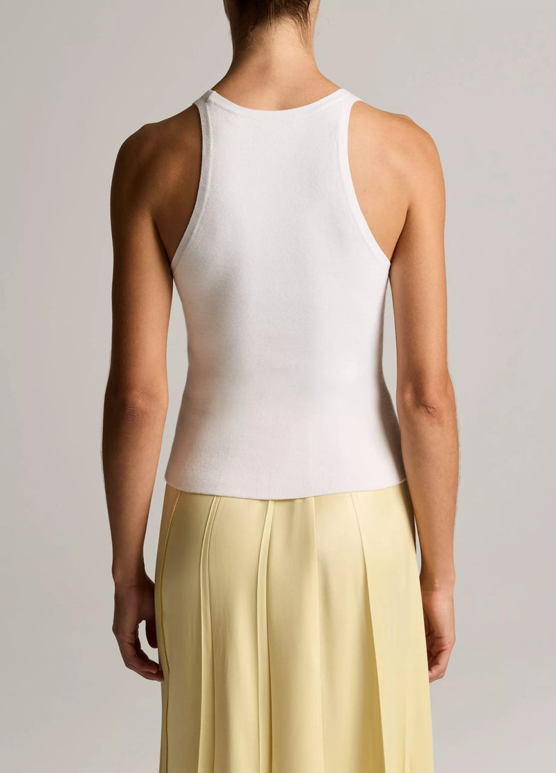 Stretch viscose scoop nk tank, ivory