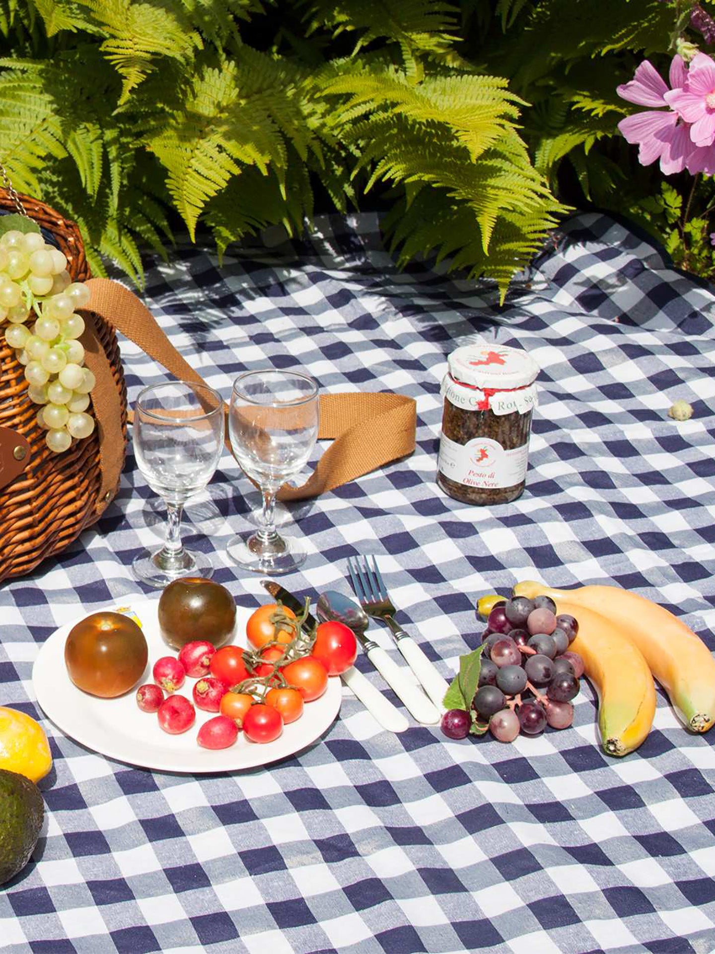 Waterproof Picnic blanket XL, Grands Carreaux Bleus gingham