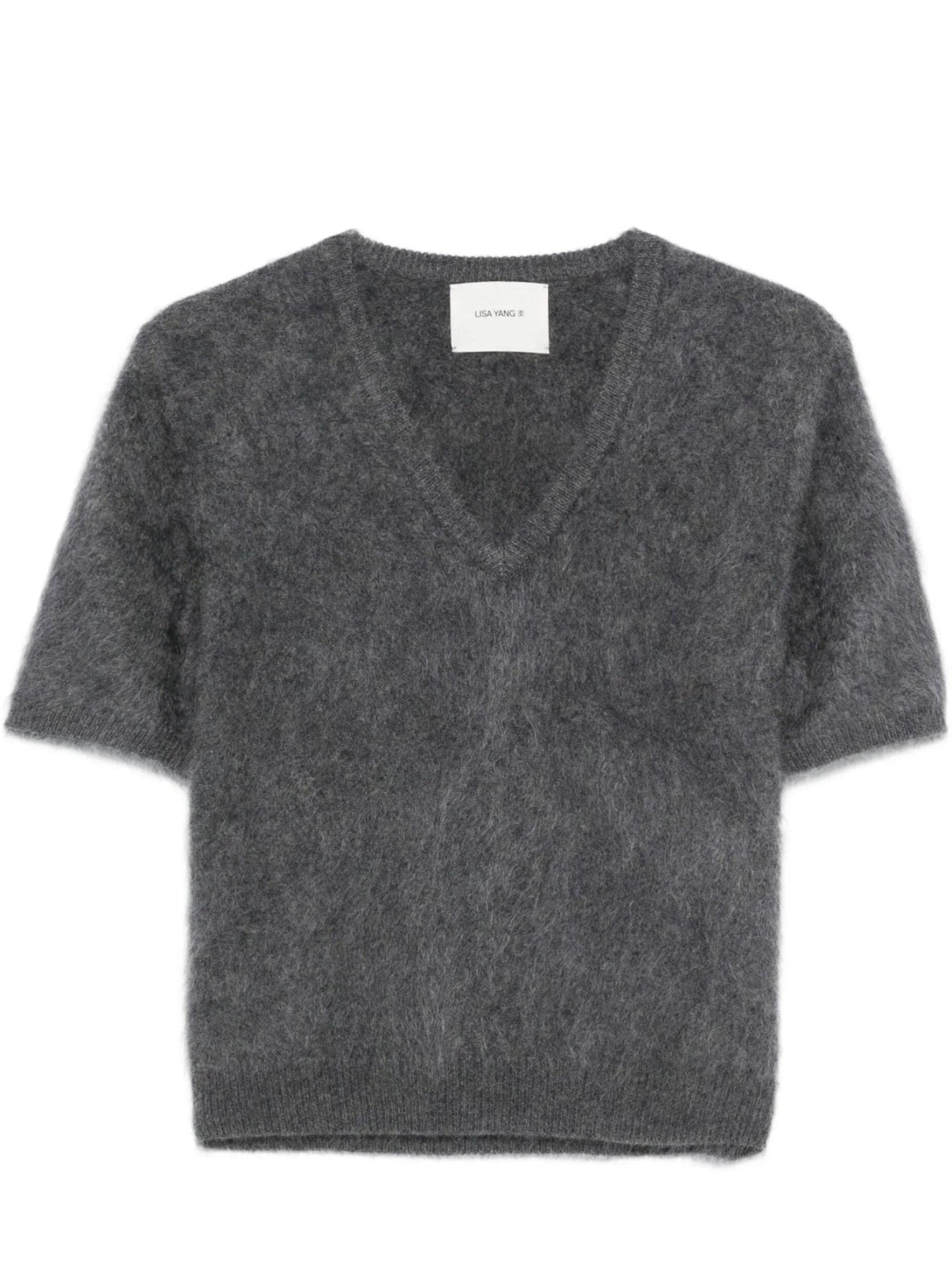 Gray sweater with a V-neck on a white background