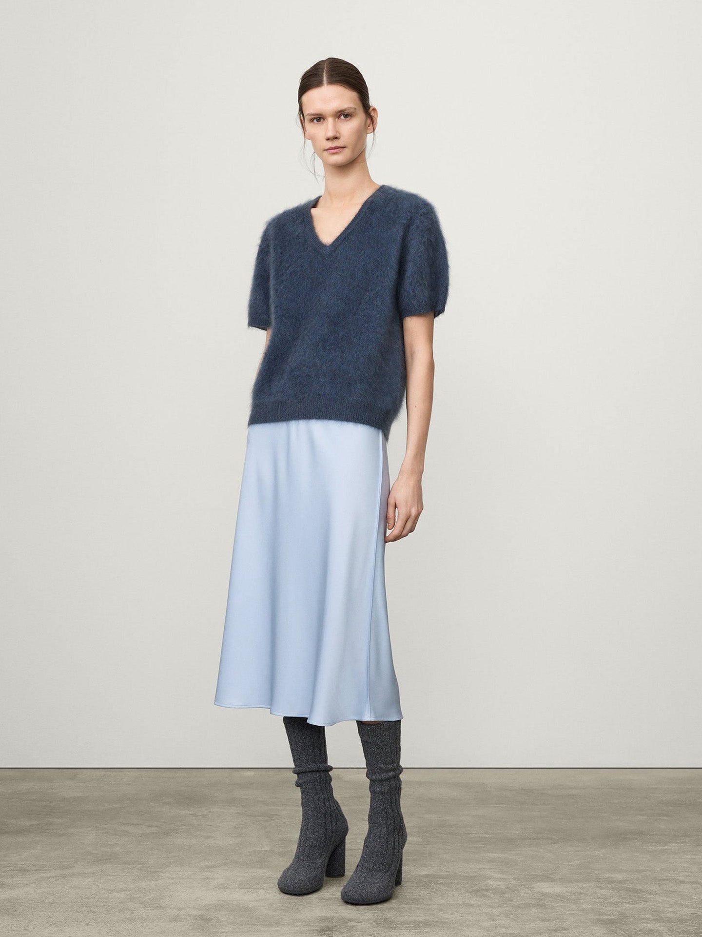 Lovisa short-sleeve sweater, nightfall blue