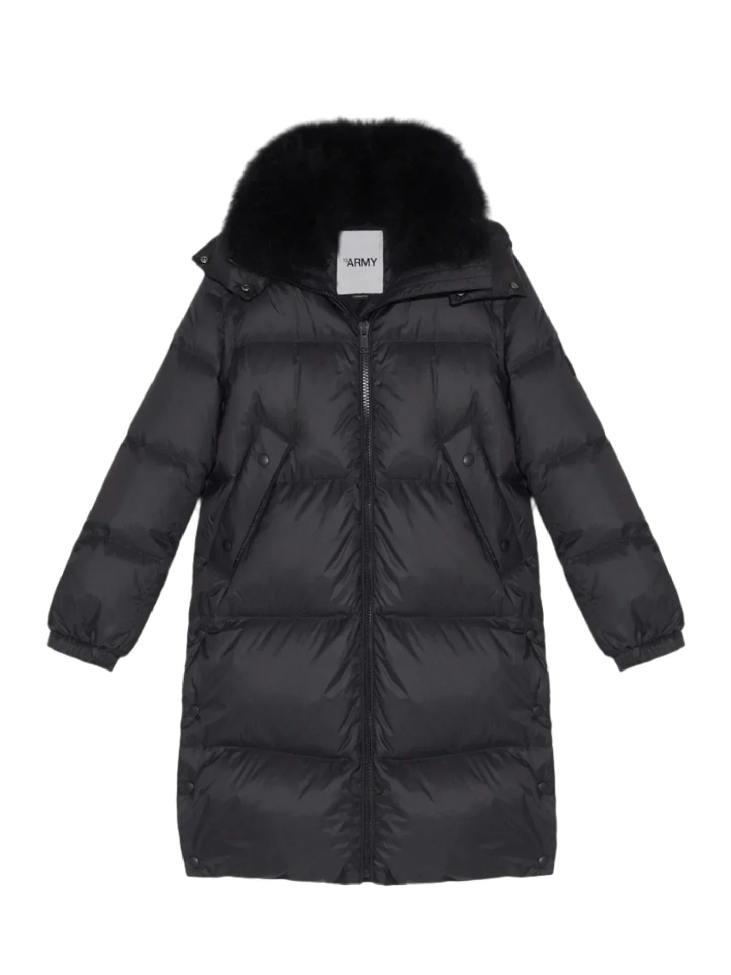 Long down coat technical fabric, black
