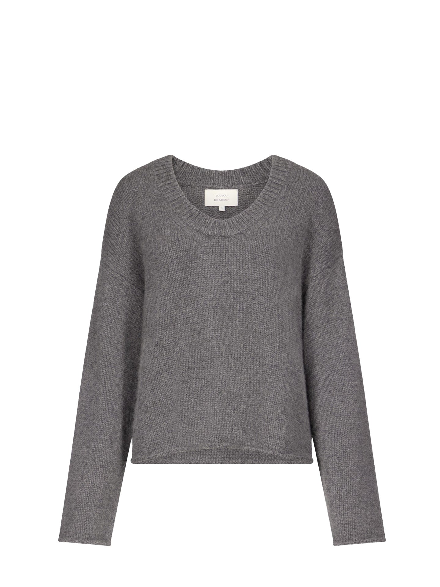 Derry u-neck sweater, grey melange