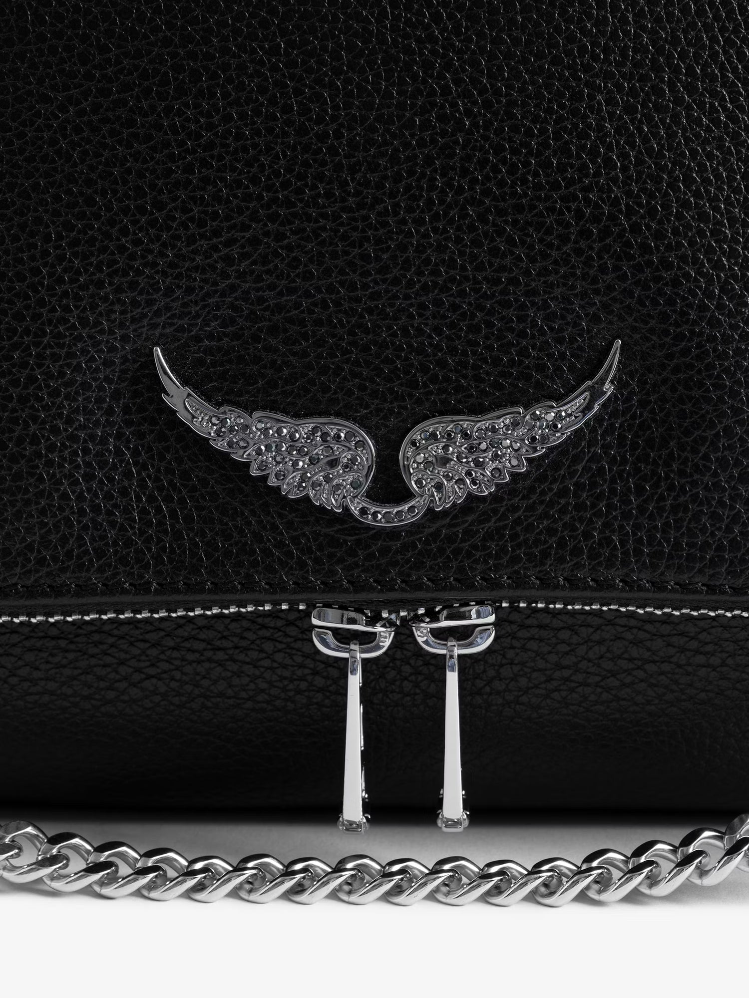 Rocky xl grained leather bag, black