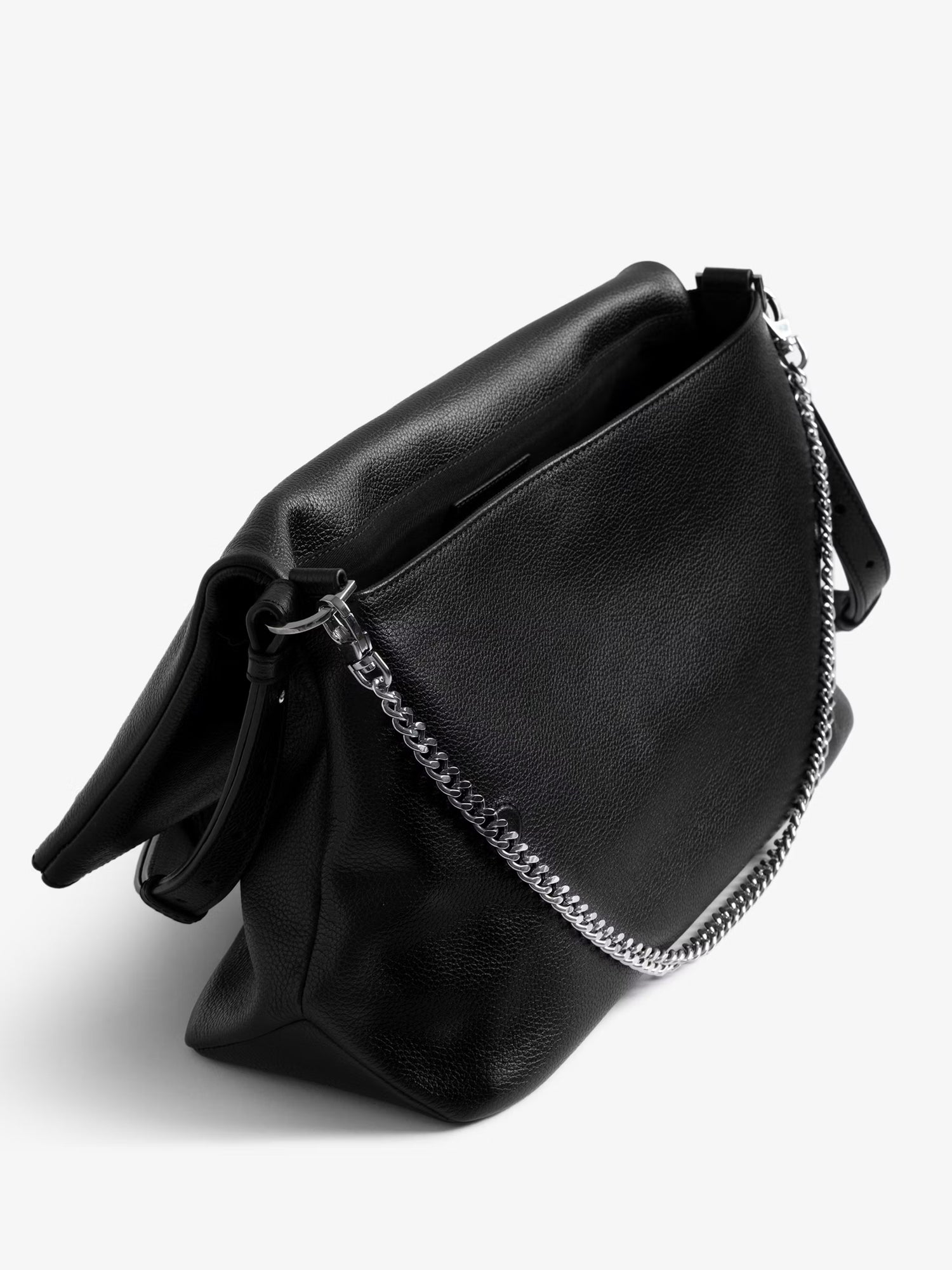 Rocky xl grained leather bag, black