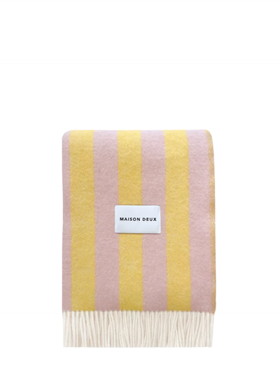 Candy wrap wool blanket, pink-yellow